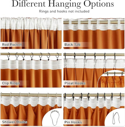 StangH 10 ft Orange Curtains for Holiday Backdrops, Super Soft Thick Velvet Room Darkening Window Curtains for Bedroom/Living Room Sliding Door/Villa, W52 x L120, 2 Panels