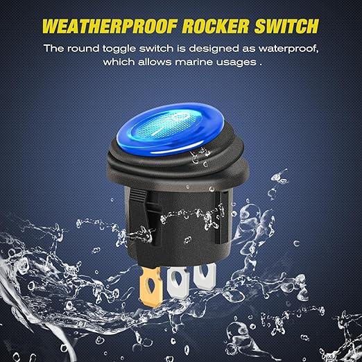 Nilight 3 Gang Rocker Switch Panel 12V Waterproof On-Off Toggle Switches with Blue LED Light Three Pin for Automotive Lights Marine Boat Car Camper Truck Vehicles