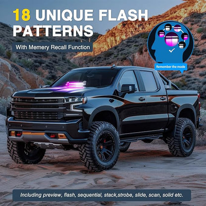 Nilight 12LED Traffic Advisor Strobe Light Bar Purple White Emergency Warning Hazard Safety Dash Front/Rear Windshield Flashing Lights for Cars Trucks Police Firefighter Plow Construction Vehicles