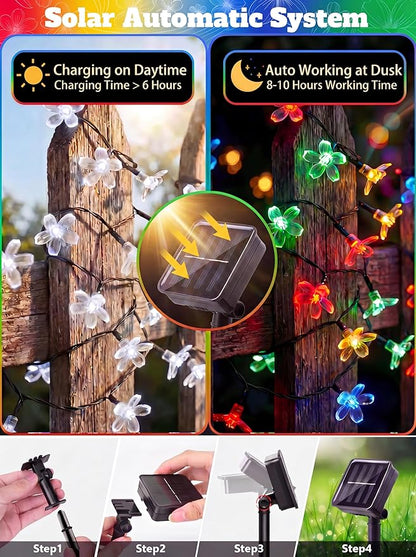 ITICdecor Solar Flower String Lights Outdoor Waterproof 50 LED Solar Powered Fairy Lights for Garden, Fence, Patio, Yard, Christmas Tree & Party Decor (Multi-Color)