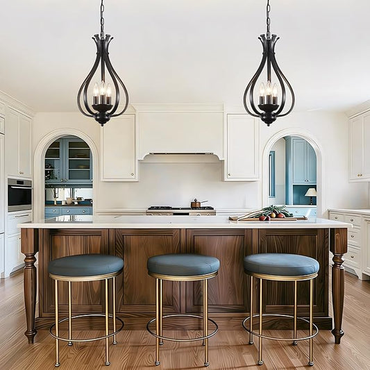 10.63" Black Chandelier 3-Lights Modern Farmhouse Chandeliers for Dining Room Light Fixtures Rustic Metal Industrial Vintage Adjustable Pendant Light Fixture for Foyer Kitchen Entryway Hallway E12