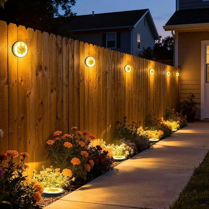 Joomer 16 Pack Solar Ground Lights, 2-in-1 Solar Lights Outdoor Waterproof Solar Powered Disc Light Landscape Garden Lighting Light for Patio Pathway Lawn Yard Driveway Walkway Deck Step(Warm White)