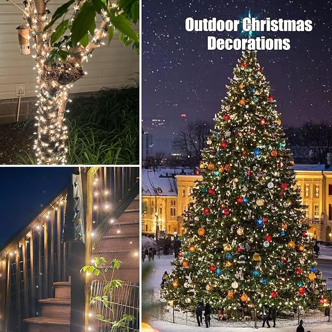 HISHINY Christmas Lights 100 Count Clear Christmas Tree Lights String with Green Wire for Outdoor Indoor Christmas Decorations Wedding Decorations Valentines Day Decor,UL Certified (21feet)