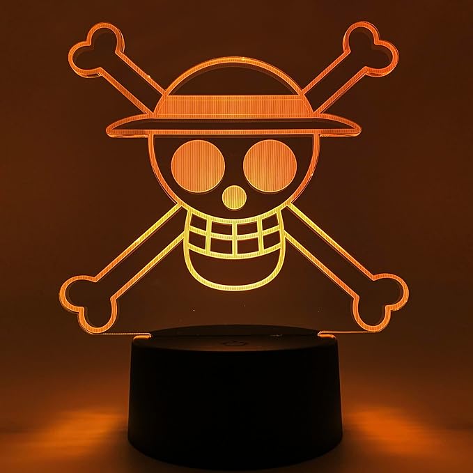 Otaku Lamps Jolly Roger One Piece – Anime Lamp Figure Night Light, 16 Color RGB LED – 3D Anime Room Décor Gift for Otaku
