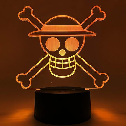 Otaku Lamps Jolly Roger One Piece – Anime Lamp Figure Night Light, 16 Color RGB LED – 3D Anime Room Décor Gift for Otaku