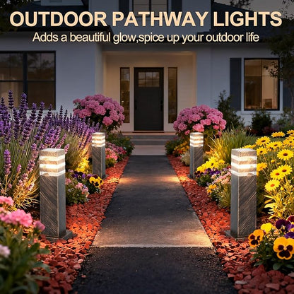 SLAWA 15In Pathway Lights Bronze E26 Outdoor Landscape Path Lights Die-Casted Aluminum Walkway Lights Modern Landscape Sideway Lighting IP65 Waterproof Patio Porch Exterior Floor Lamp with Bulbs