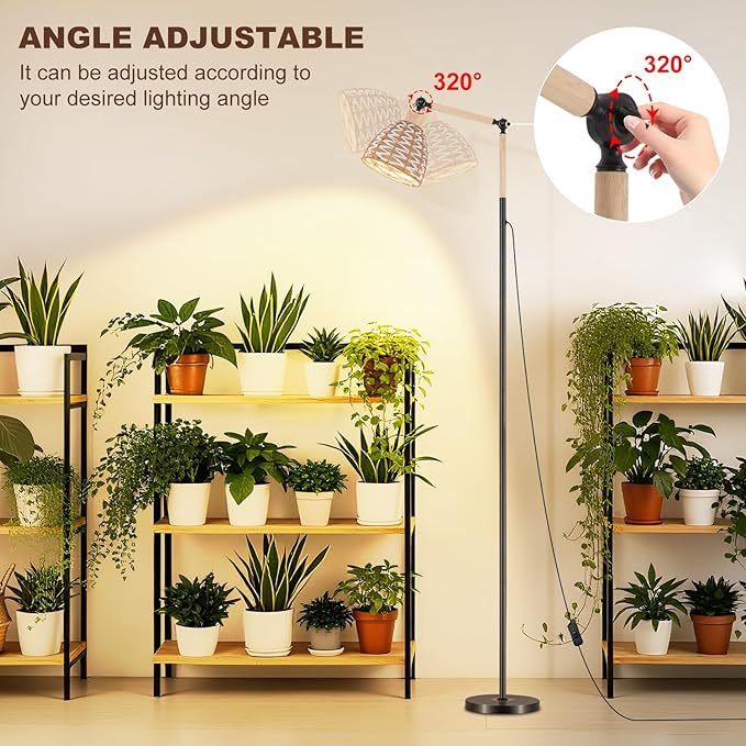 30W standing grow lights for indoor plants, 70-inch indoor adjustable angle plant lamp, 4000K floor-standing plant lamp, equipped with a 24-hour cycle timer, suitable for medium and large plants