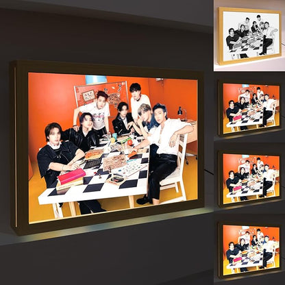 MEMELIGHT Light-Up Wall Art – BTS Photo Art Night Light, Kpop Idol Merchandise, BTS Merch, A4 Size LED Table Light, 8.3 x 11.7 inch