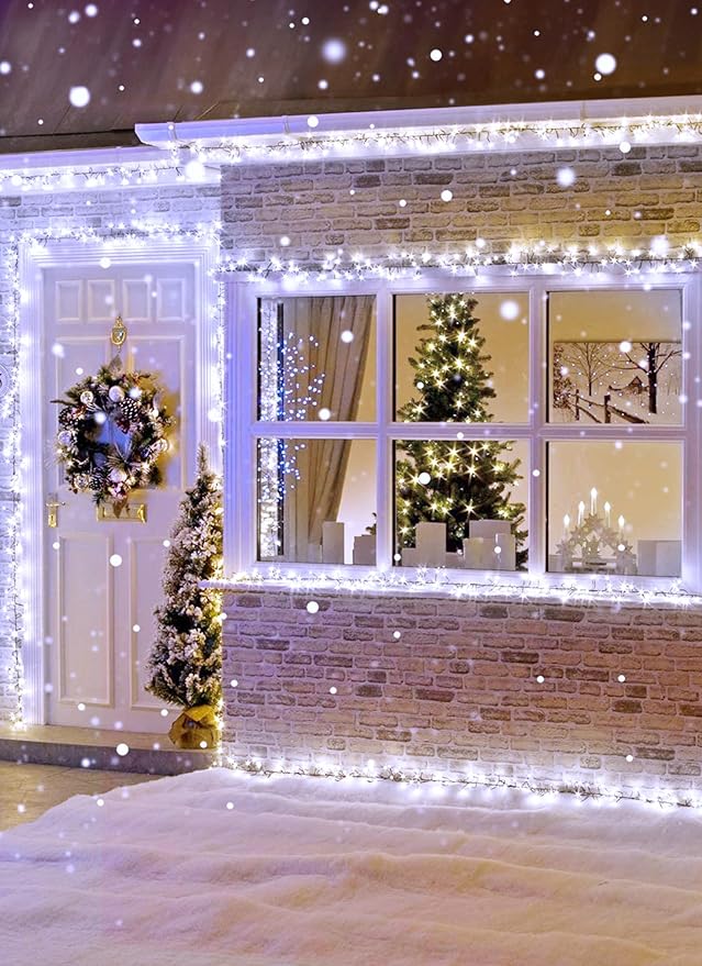 Minetom Fairy Lights Plug in, 50Feet 1000LED Cluster String Lights, Silver Wire Waterproof Starry Firecracker Lights for Ceiling Bedroom Wreath Window Wedding Christmas Tree Decorations, Pure White
