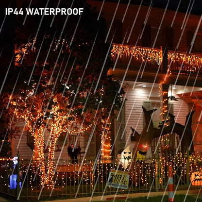 Dazzle Bright Halloween Fairy String Lights, Total 40FT 120LED Copper Wire Battery Operated Waterproof Lights, Halloween Decorations for Indoor Home Outdoor Garden Patio Yard Party Decor (Orange)