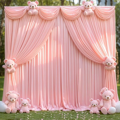 4 Panels Blush Pink Backdrop Curtains for Wedding Party Wrinkle Free Backdrops Curtain Drapes Fabric Decorations Photo Back Drop Cloth for Baby Shower Photography Stage Reception 20ft(W) x 12ft(H)