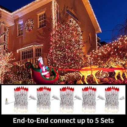 LAMPHOME 100 Count Red Clear Valentine Lights, Connectable 20ft Valentine Room Lights, Plug in Pink Christmas String Light Indoor Outdoor for Christmas Bedroom Valentines Party