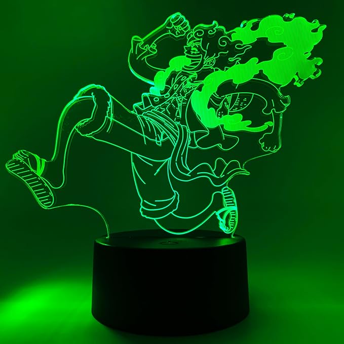 Otaku Lamps Luffy GEAR5 Moon One Piece – Anime Lamp Figure Night Light, 16 Color RGB LED – 3D Anime Room Décor Gift for Otaku