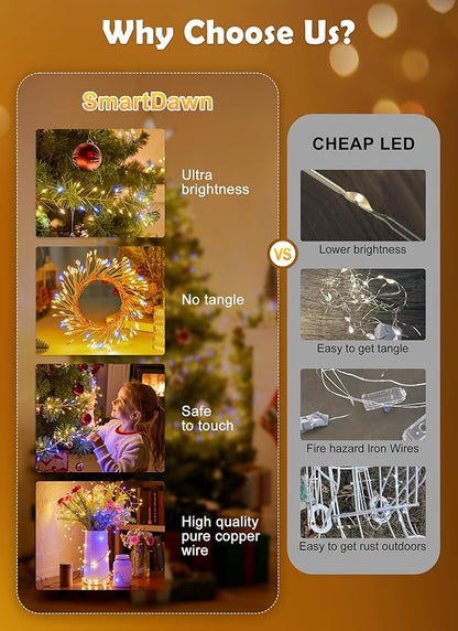 Fairy Lights Battery Operated, 4-Pack Total 40FT 480LEDs Fairy Lights Indoor with Timer, Decorations for Home Stairs Table Tree, Gifts for Kids, 2-Color Twinkling String Lights