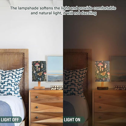 Bedside Table Lamp Mushroom Floral Butterfly Nightstand Lamp with Wood Desk Lamps for Bedroom Living Room Nursery Office Home Decor