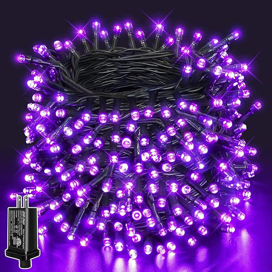 Guhope 66FT 200 LED Halloween Lights, Purple Halloween Lights Outdoor with 8 Lighting Modes, Waterproof String Lights for Halloween Christmas Outdoor Party Yard Garden Decoration