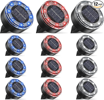 vighep Mini Solar Ground Lights, 12 Pack Solar Lights Outdoor Waterproof, Upgraded LED Flat Landscape Lighting for Outside Pathway Garden Patio Yard Driveway,Multi-Colored
