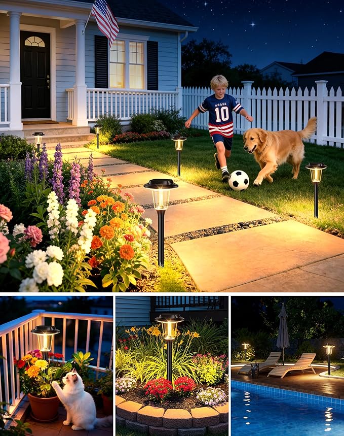 2026 New Solar Pathway Lights Outdoor 8 Pack Solar Lights Outdoor Waterproof IP65 Upgraded Bright LED Auto On/Off Modern Garden Lights Solar Powered Light for Yard Lawn Walkway Driveway Patio Decor