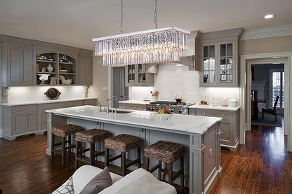 Wellmet 9-Light Crystal Chandelier 34.5 inch, Contemporary Modern Chandeliers Adjustable for Living Room, Dining Room, Pool Table Light, Kitchen Island Lighting (Chrome, 40 inches)