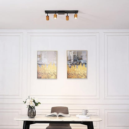 Shura - Square 4-Light Black and Brass Integrated LED Ceiling Light w/Rotatable Heads, Adjustable Flush Mount Ceiling Light, 3000K, 1820 Lumens