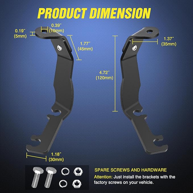 Nilight Ditch Light Brackets Hood Hinges Mount Bracket Kit for Auxiliary Offroad LED Pod Work Lighting on Toyota Tacoma 1995 1996 1997 1998 1999 2000 2001 2002 2003 2004