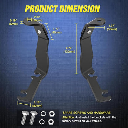 Nilight Ditch Light Brackets Hood Hinges Mount Bracket Kit for Auxiliary Offroad LED Pod Work Lighting on Toyota Tacoma 1995 1996 1997 1998 1999 2000 2001 2002 2003 2004