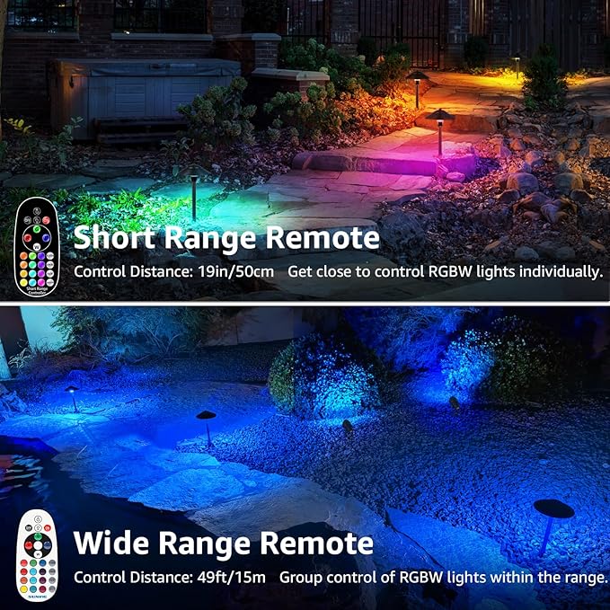 SUNVIE RGBW Low Voltage Landscape Lights 3W Color Changing Pathway Lights 12-24V Multi-Color Path Lights Waterproof for Yard Garden Walkway Holiday Landscape Lighting ETL Listed Cord, 12 Pack