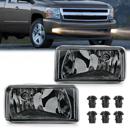 Nilight Fog Lights Assembly Compatible with 2007 2008 2009 2010 2011 2012 2013 2014 2015 Chevrolet Silverado Avalanche Tahoe Suburban GMC Sierra Yukon Cadillac Escalade smoke Lens