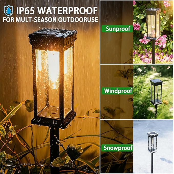 Sublume Solar Pathway Lights Outdoor, 8 Pack Upgraded Bright Solar Lights Outdoor, Auto On/Off, IP65 Waterproof Solar Landscape Lights Solar Powered Garden Lighting for Yard Patio Walkway Driveway