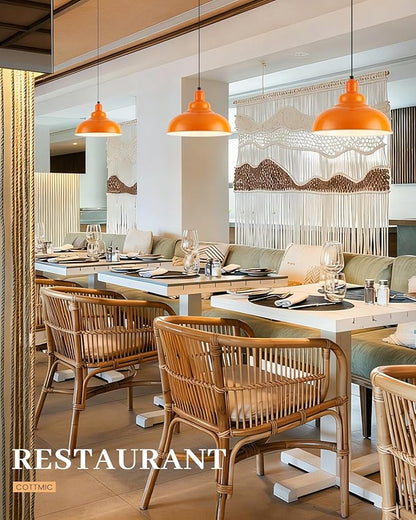 Orange Pendant Light 3 Pack, Farmhouse Pendant Lights Kitchen Island, 11.4’’ Industrial Metal Pendant Light Fixtures, Pendant Lighting for Dining Room Hallway Bar, Adjustable Height