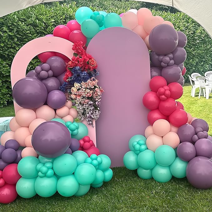HILAVO Pink Purple Blue Balloons 60 Pcs Hot Pink Light Pink Teal Purple Latex Balloon Pastel Purple Teal Pink Confetti Balloons for Kids Magic Theme Mermaid Princess Birthday Baby Shower Party Decor