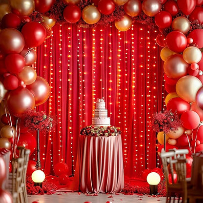Red Backdrop Curtain for Parties Wedding Wrinkle Free Red Photo Curtains Backdrop Drapes Fabric Decoration for Birthday Party Baby Shower Christmas 5ft x 7ft,2 Panels