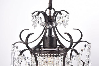 Edvivi Amorette Mini Chandelier Crystal, 1 Light Modern Elegant Glam Ceiling Light Fixture Antique Bronze, Adjustable Hanging Lighting for Closet, Bedroom, Girls Room, Kitchen Island, 2-Pack