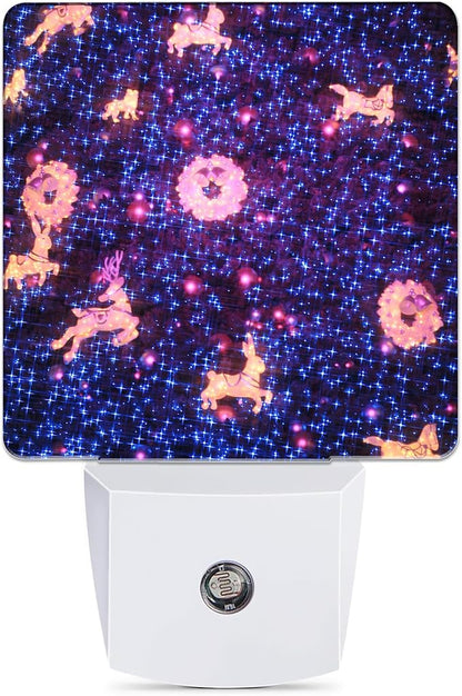 Christamas Decor Night Light, Galaxy Animals Plug into Wall with Dusk to Dawn Light Sensors, Warm Nightlights for Bedroom, Bathroom, Hallway, Kitchen, Gifts Ideal for Boys Girls Women Men