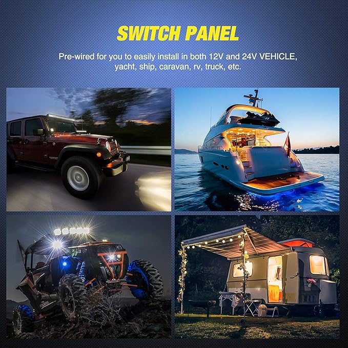 Nilight 2 Gang Rocker Switch Panel LED Light Bar Rear Lights 12 24V DC Green Switches 5Pin ON Off Pre-Wired Toggle for Cars ATVs UTVs