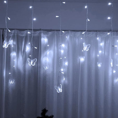 YOLIGHT Butterfly Curtain Lights 13ft 96 LED Twinkle Fairy Light Curtain String Lights with Remote, Butterfly Hanging Decoration for Bedroom Dorm Wall Patio Party Wedding Halloween Christmas (White)