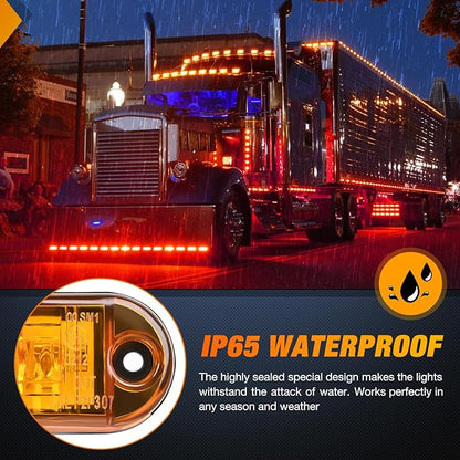 Nilight 2.5Inch Oval Side Marker Light 20PCS Amber 2 Diode LED Trailer Clearance Lights Indicator Taillight Waterproof Surface Mounted for 10-30V Truck Camper Boat Lorry