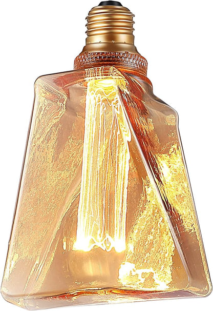 Meonum Ice Style Shaped Decorative LED Bulb, E26 Medium Base, Dimmable 3.5W 2200K Soft Warm Amber, Virtual Filament Acrylic Inner Pillar (1 Pack)