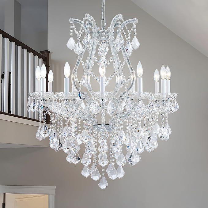 12-Light Crystal Maria Therese Luxury K9 Crystal Chandelier for Dining, Living Room, Bedroom, Entryway