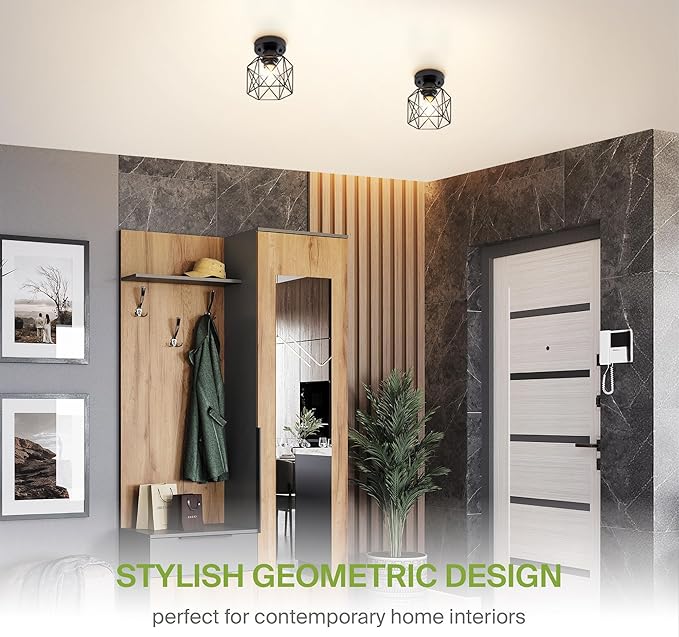ASD Black Semi Flush Mount Ceiling Light Fixture - 5.7" E26 120V ETL Modern Light Fixtures Ceiling Mount, Semi Flush Mount Chandelier for Entryway, Bedroom, Foyer Lighting Fixtures 40 Pack