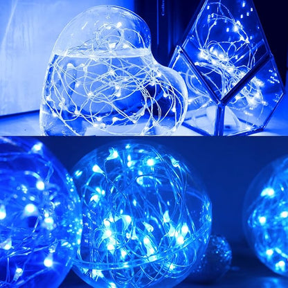 6 Pack Fairy Lights Battery Operated No Remote LED Starry String Lights 30 Micro Starry LEDs on 10ft Copper Wire Light for DIY Wedding Centerpiece Table Decorations (Blue)
