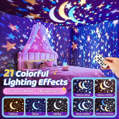 Staryou Sensory Lights Sound Machine Baby Night Light Projector Sensory Toys for Kids with Autism Toys for Girls 3-10 | 15 White Noise 15 Films 21Colors Night Light for Kids, Fidget Toys for Kids