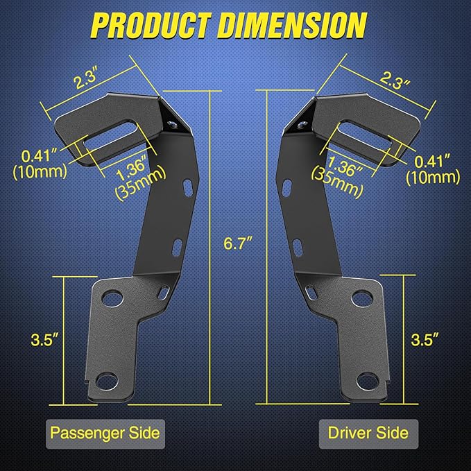 Nilight Ditch Light Brackets Hood Hinges Mount Bracket Kit for Auxiliary Offroad LED Pods Work Lighting Compatible with Toyota 4Runner 2009-2023 Tundra 2007-2021