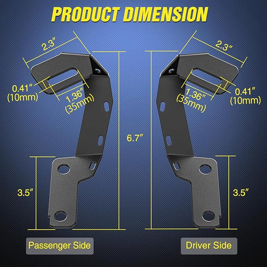 Nilight Ditch Light Brackets Hood Hinges Mount Bracket Kit for Auxiliary Offroad LED Pods Work Lighting Compatible with Toyota 4Runner 2009-2023 Tundra 2007-2021