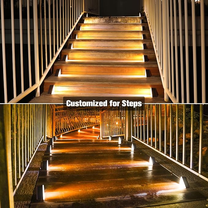 VOLISUN Solar Step Lights Outdoor Waterproof, LED Outdoor Stair Lights, Solar Step Light for Outside, Deck Light Decor for Stair,Front Porch and Patio(Brown,12 Pack)