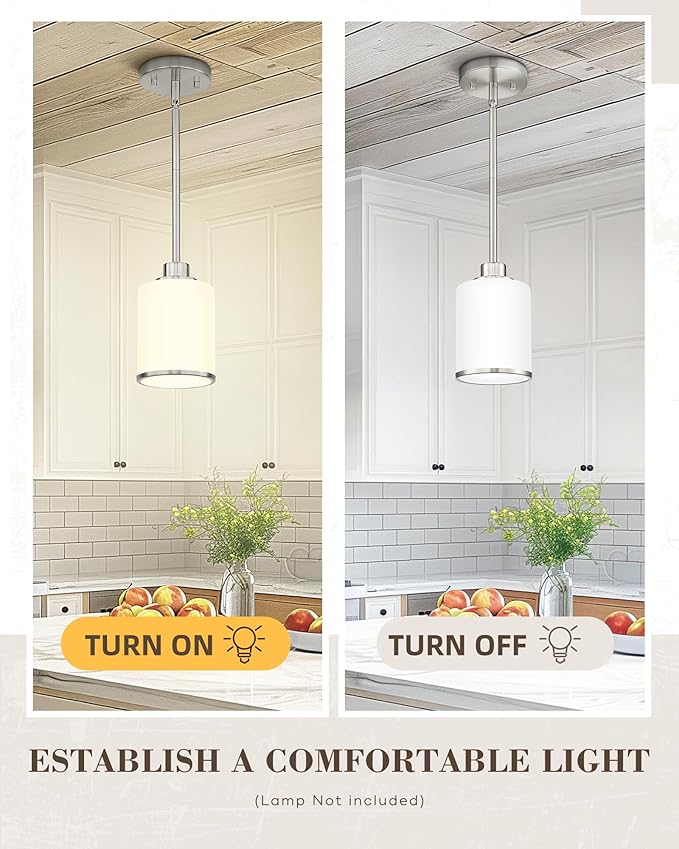 Beionxii Brushed Nickel Pendant Lights Kitchen Island, Hanging Lights Fixtures with Clear Glass, Kitchen Pendant Lighting Over Island, Hanging Lights for Sink, Dining Room, Entryway, BX-PL02BN-CG