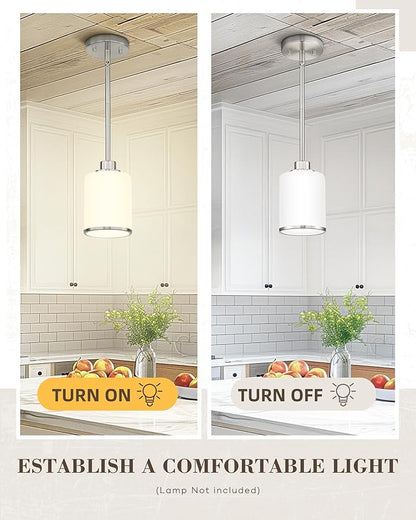 Beionxii Brushed Nickel Pendant Lights Kitchen Island, Hanging Lights Fixtures with Clear Glass, Kitchen Pendant Lighting Over Island, Hanging Lights for Sink, Dining Room, Entryway, BX-PL02BN-CG