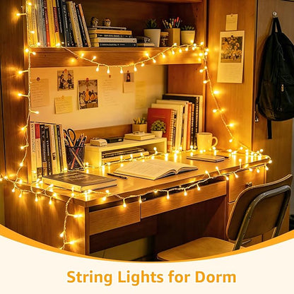 Ollny 400LED 131FT Christmas Lights Outdoor, Clear Wire Fairy Lights with Remote 3 Timer, Plug in 8 Modes String Lights for Bedroom Indoor Outside House Party Xmas Decorations, Warm White