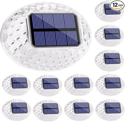 LYHOPE Solar Fence Lights Outdoor, IP65 Waterproof Light for Outside, 12 Pack Solar Deck Lights for Backyard Railing Patio Deck Fence Stair Railing Wall Outdoor Decorations(Cool White)
