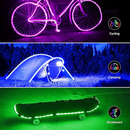 Battery Powered LED Strip Lights RGB, 60 LED 5050 Color Changing TV Backlights with 28-Key Remote Control, Cuttable Outdoor Strip Lights 6.6 Ft Self-adhesive DIY Lights for Skcteboard Bedroom Decor